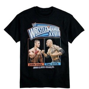 WWE WrestleMania XXVIII 28 Retro T-Shirt John Cena/The Rock 2012 Miami, Fl Sz S